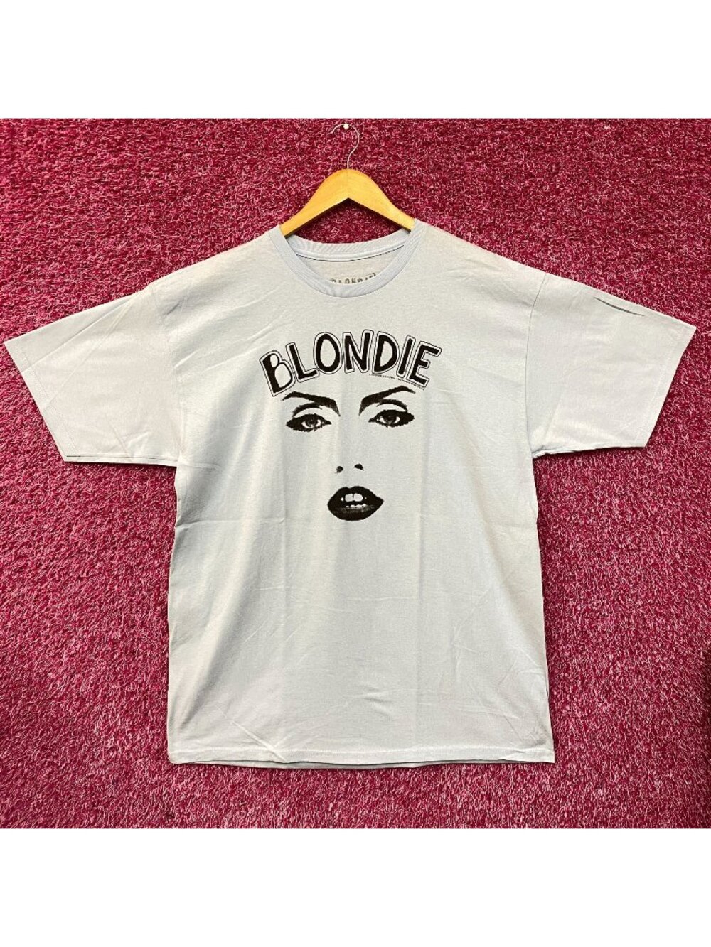 Blondie Parallel Lines Debbie Harry Face T-shirt Baby Blue 1X